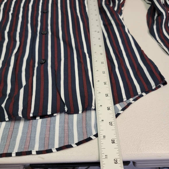 Perry Ellis Long Sleeve Viscose Button Up Mens Size M Dark Sapphire Striped - Picture 6 of 7